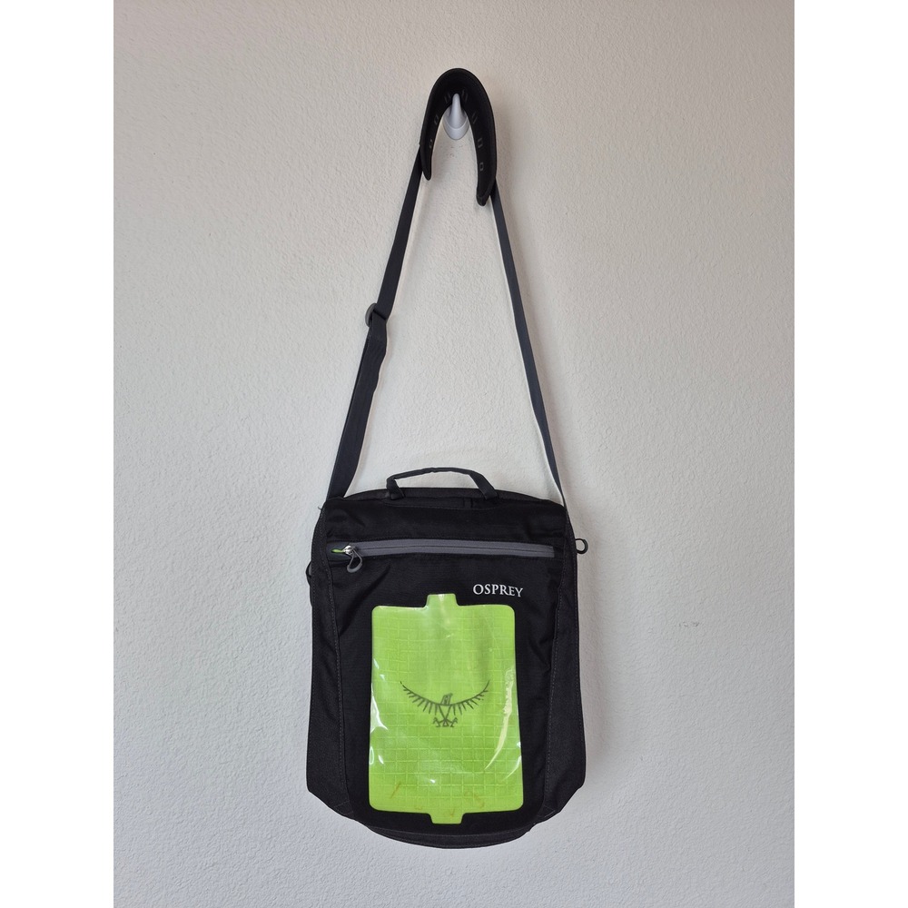 Osprey Nano Port Tablet Messenger Bag Black Lime Green Shoulder Crossbody‎ Bag